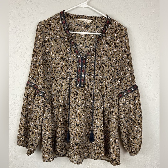 Alchemy Thread Tops - Alchemy Thread Boho Peasant Tunic Paisley Pattern Top Size Small Tassels